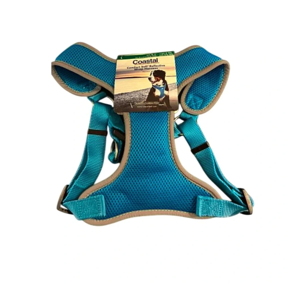 Coastal Dog Harness Large Blue New Reflective Comfort Soft Mesh Wrap Harness